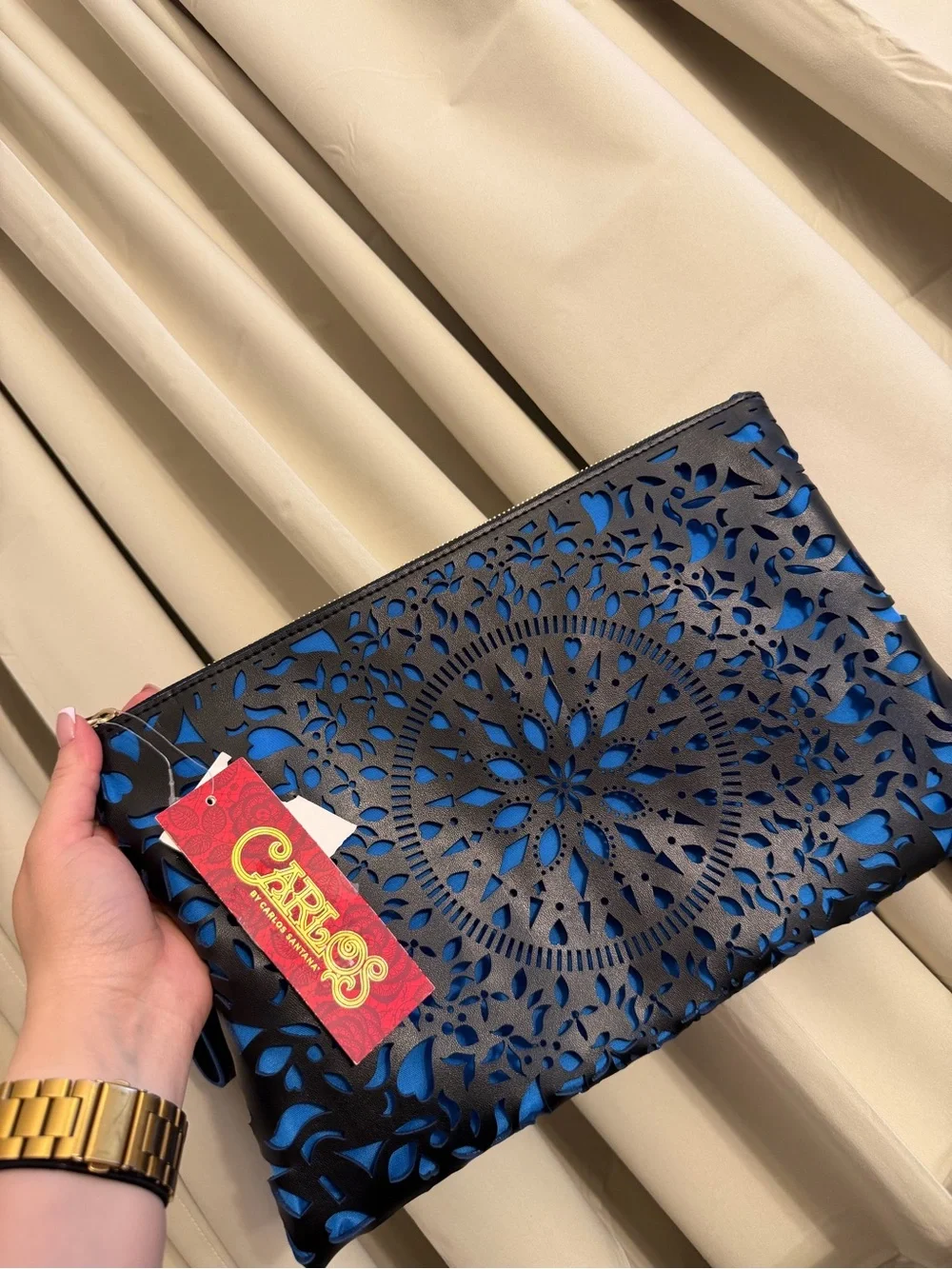 Carlos by Carlos Santana black leather clutch
